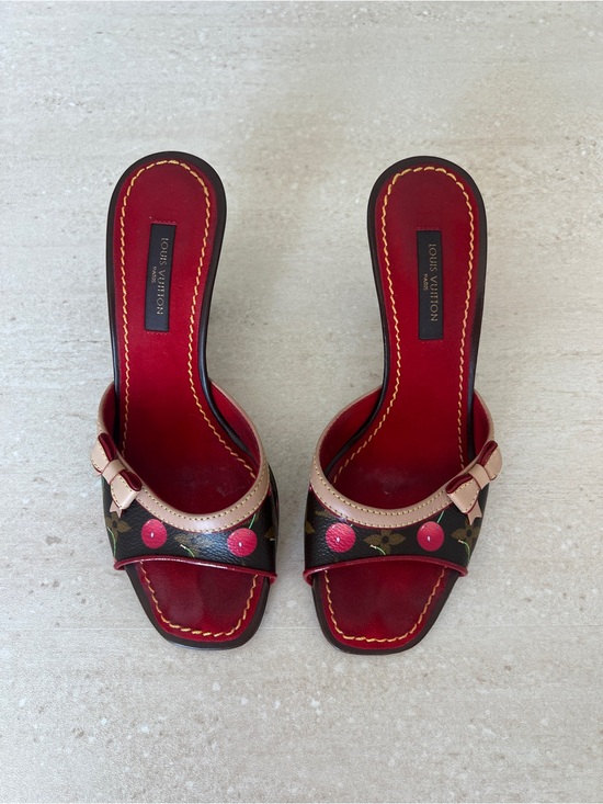 Louis Vuitton Shoes - Louis Vuitton Red Monogram Murakami Cherry Mule Sandals